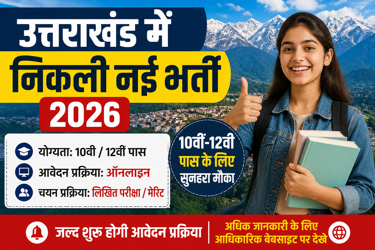 उत्तराखंड में नई भर्ती 2026, 10वीं 12वीं पास के लिए नौकरी का मौका, Uttarakhand job vacancy news