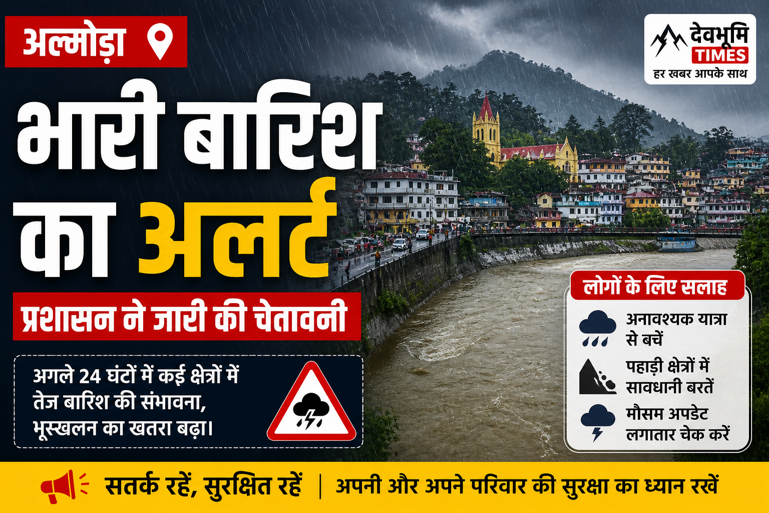 अल्मोड़ा में भारी बारिश का अलर्ट, उत्तराखंड जिला समाचार, Almora rain alert weather news