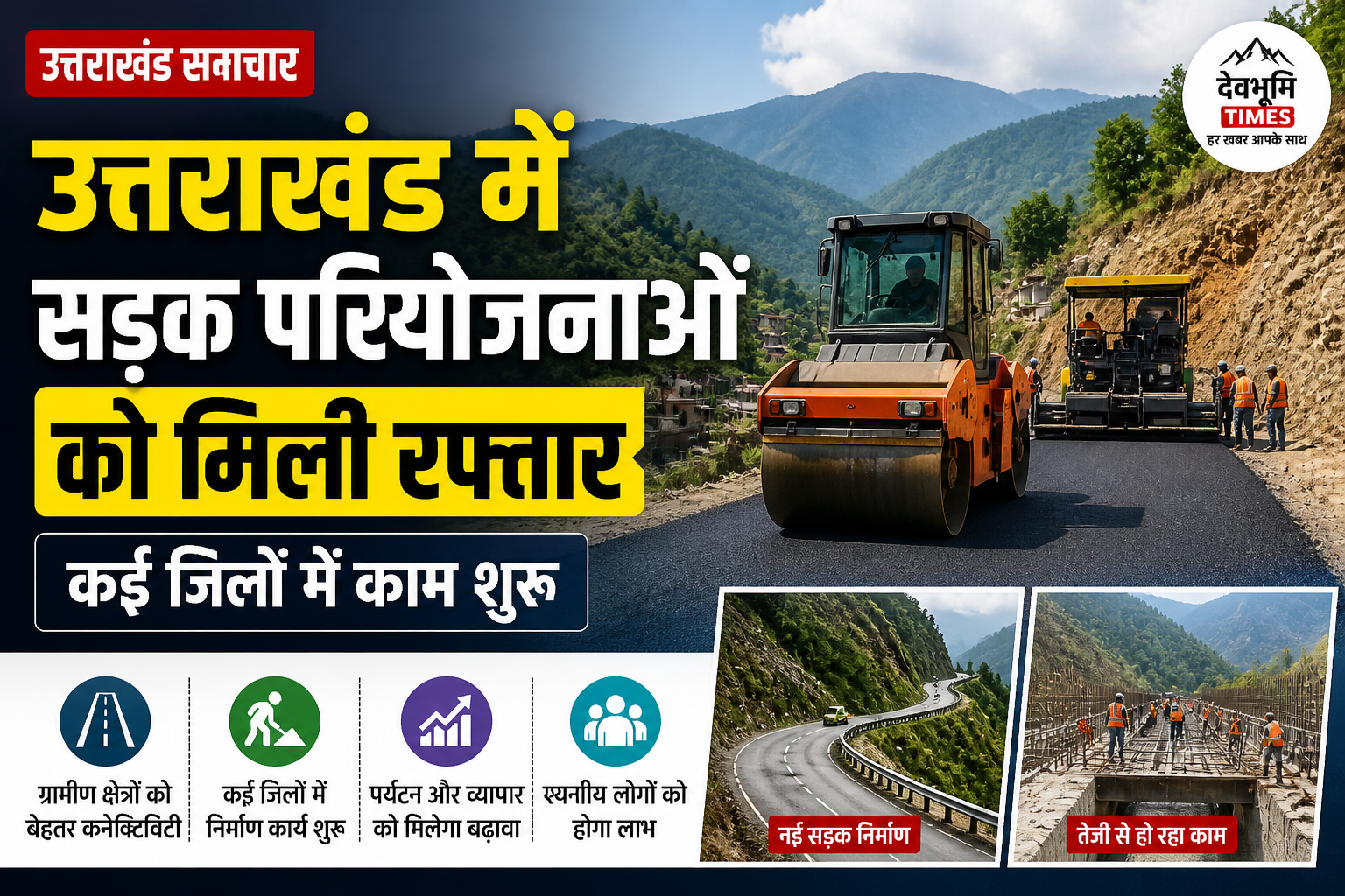 त्तराखंड में सड़क निर्माण कार्य, road project development Uttarakhand, कई जिलों में सड़क परियोजनाएं शुरू
