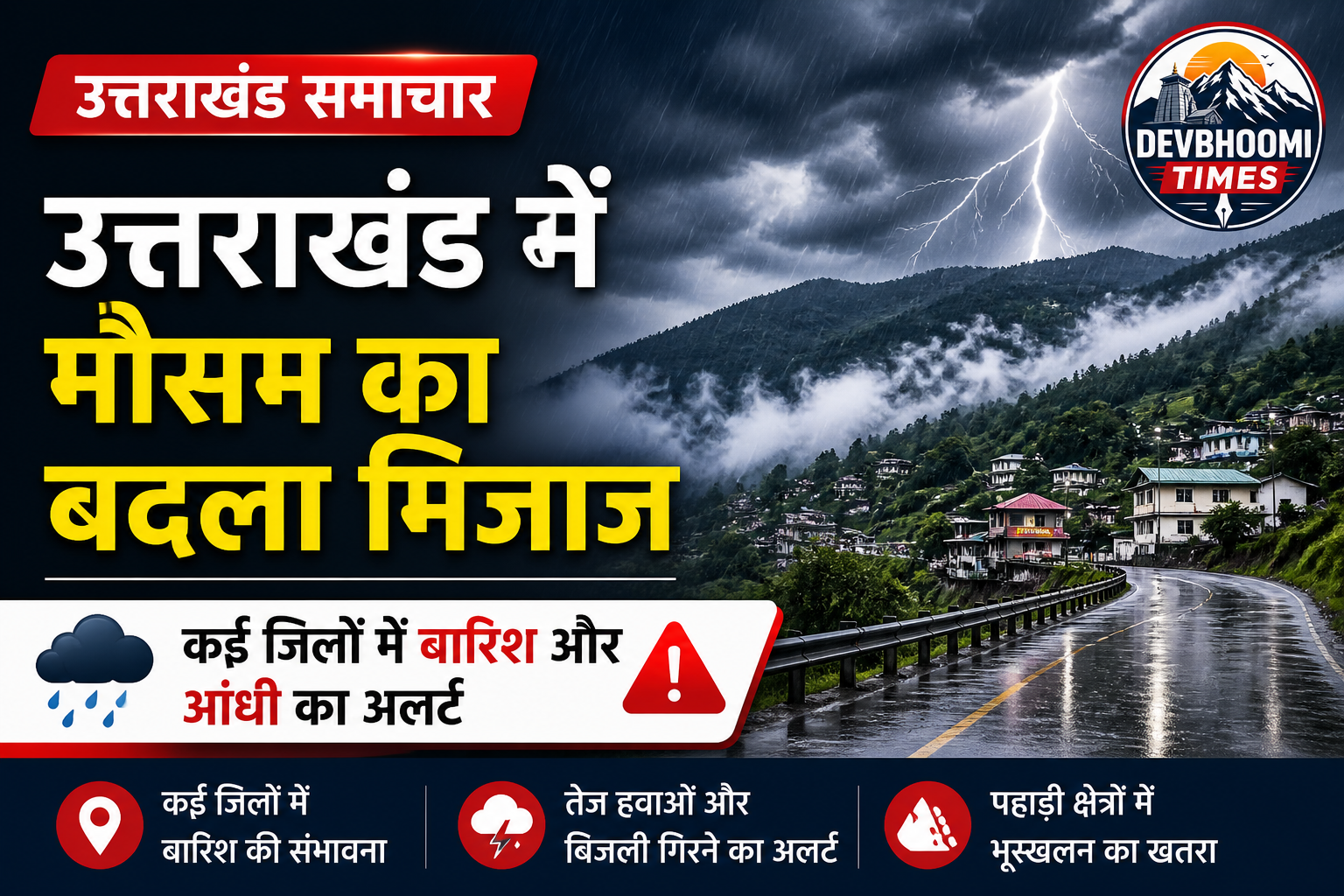 त्तराखंड में बारिश और आंधी का अलर्ट, पहाड़ी क्षेत्रों में मौसम खराब, lightning storm in Uttarakhand
